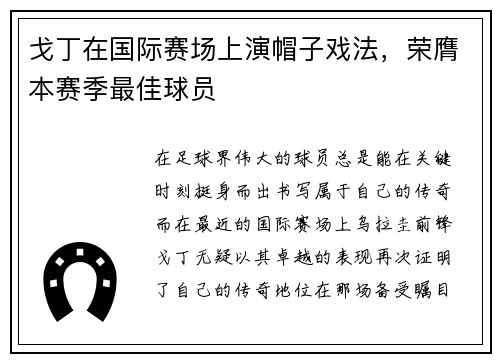 戈丁在国际赛场上演帽子戏法，荣膺本赛季最佳球员
