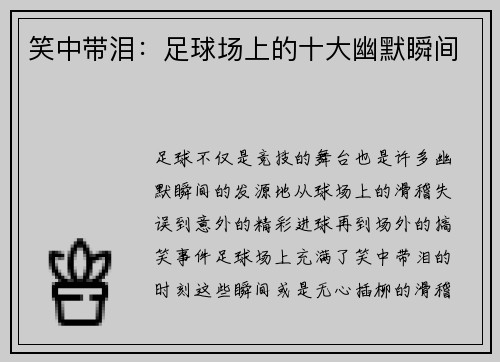 笑中带泪：足球场上的十大幽默瞬间